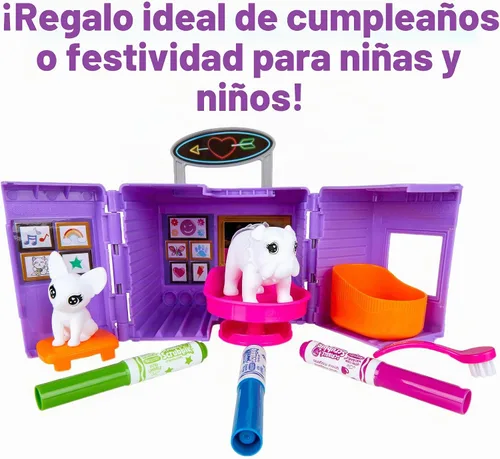 Vista 8 de Crayola Scribble Scrubbie Pet Tattoo Shop, Toy Pet Playset, regalo para niños, edad 3, 4, 5, 6