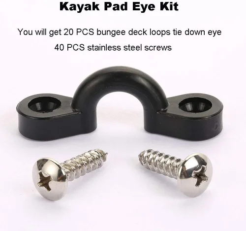 Vista 7 de Kit de almohadillas para kayak, 10 trabillas elásticas de nailon para cubierta con 20 tornillos para lancha, kit de aparejo de cubierta de kayak