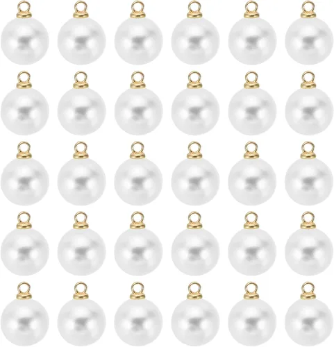 Vista 66 de PATIKIL Abalorio de perlas, 100 cuentas de perlas de imitación de perlas colgantes para bricolaje para hacer joyas, pulseras, aretes, collares Beige