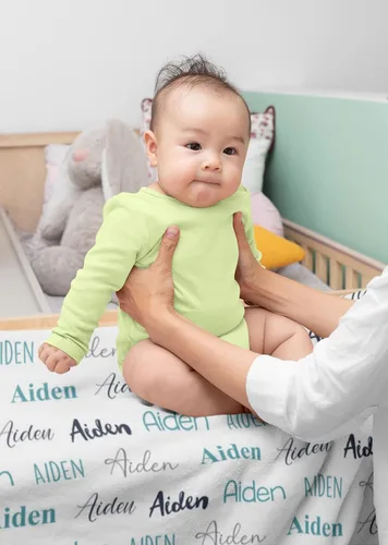 Vista 2 de Manta personalizada con nombre para bebés recién nacidos, mantas de bebé personalizadas para niños con nombre, mantas de bebé recién nacido, mantas