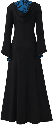 Vista 6 de ZEFOTIM Vestido renacentista para mujer, manga largamurciélago, corsés hasta el suelo con capucha, vestido gótico, cosplay
