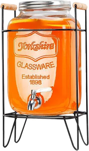 Vista 12 de Dispensador de bebidas de vidrio con espita sin fugas, dispensador de agua, contenedor de jugo para el hogar, dispensador de bebidas frías perfecto