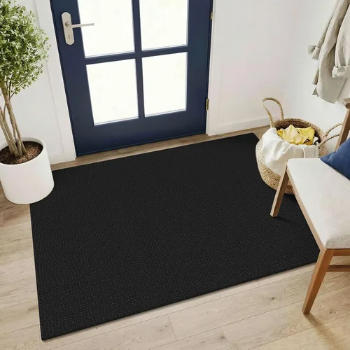Vista 150 de KOZYFLY - Tapete para puerta de interior, lavable, pequeña, antideslizante, con respaldo de goma, felpudo de algodón para el hogar, color negro