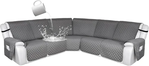 Vista 153 de HDCAXKJ Fundas de sofá seccional reclinable 100% impermeable, forma de L, funda de sofá reclinable lavable acolchada suave para mascotas, perro