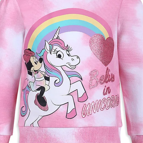 Vista 5 de Disney Minnie Mouse Girls - Conjunto de sudadera con capucha y pantalones deportivos para niños pequeños y niños pequeños, color rosa