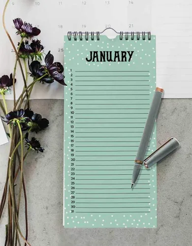 Vista 6 de Winter Wonderland - Calendario perpetuo rústico para colgar en la pared, para cumpleaños, aniversario, recordatorio de eventos especiales Verde
