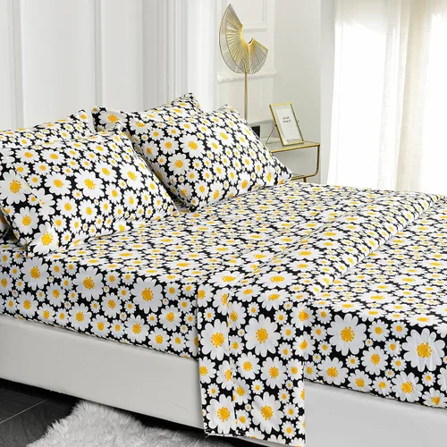 Vista 38 de American Home Collection - Juego de sábanas y fundas de almohada estampadas de 6 piezas, con 14 pulgadas de caída; sábanas de microfibra con doble