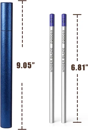 Vista 5 de Lápices de inmersión (Azul Gam, 2ps) Lápices de Underglaze para Cerámica. Lápiz de Underglaze Negro Lápiz de Precisión para Cerámica