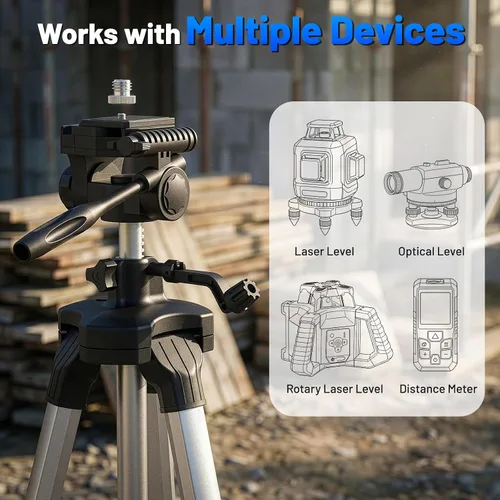 Vista 9 de Huepar Pro PT250 100-Inch Laser Level Tripod, 1/4"-20 & 5/8"-11 Mounts