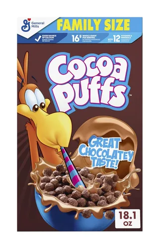 Vista 11 de Cocoa Puffs, Cereal de desayuno con chocolate, hecho con grano entero, 10.4