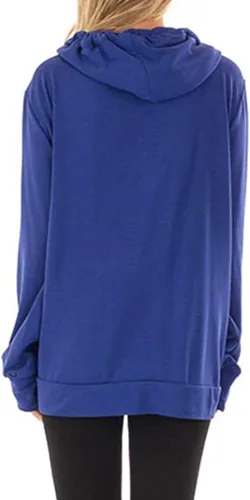 Vista 2 de Sudadera con capucha para mujer con cuello redondo y cordón