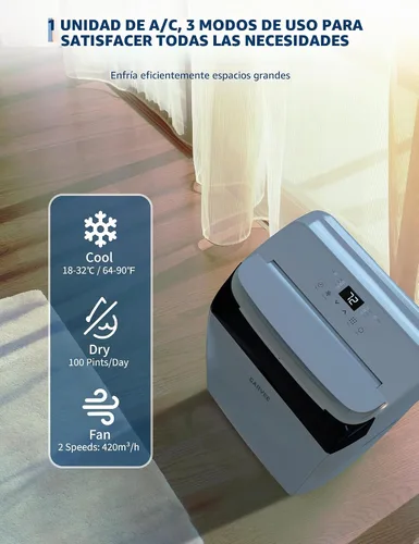 Vista 3 de Garvee Aire acondicionado portátil 3 en 1, unidad de CA de 14000 BTU