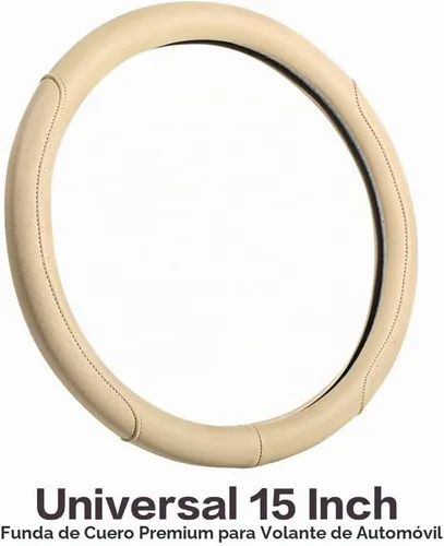 Vista 2 de Funda de volante de piel de microfibra con relieve clásico, protector de rueda antideslizante y transpirable para automóvil, ajuste para volantes