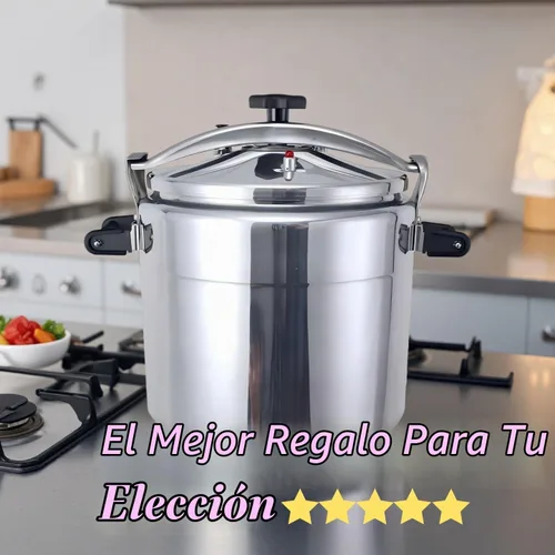 Vista 2 de Olla a presión con abrazadera de 26 cuartos de galón, olla a presión de aluminio resistente con bloqueo de barra de seguridad, 2 válvulas, cocción