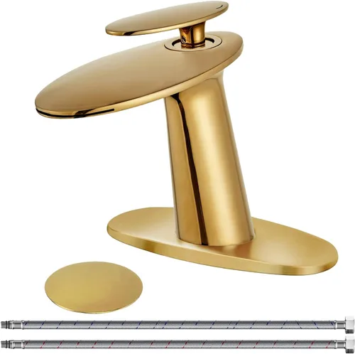 Vista 17 de Lavabo tipo cascada para baño, grifo monomando para lavabo, monomando, para lavabo, cuerpo alto Níquel cepillado