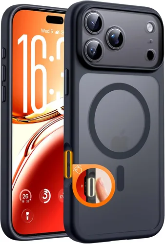 Vista 769 de TOCOL Funda magnética 3 en 1 para iPhone 15 Pro, mejorada [protección completa de cámara] con 2 protectores de pantalla, compatible con MagSafe Gris