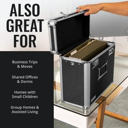 Vista 7 de Vaultz Caja Organizadora de Almacenamiento de Archivos - 14 x 7 x 12.19 Pulgadas Tamaño Carta, Contenedores de Almacenamiento Portátiles con Bloqueo