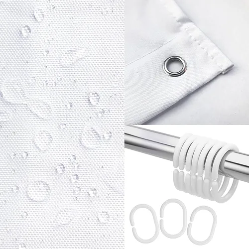 Vista 3 de Mesllings Cortinas decorativas para ducha, cortina de baño con bandera del orgullo del estado de Puerto Rico, juego de decoración de baño de tela