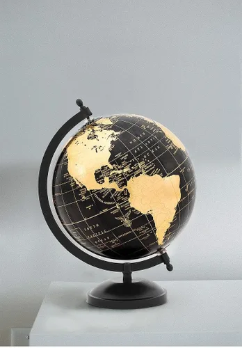 Vista 2 de Abbott Collection 57-LATITUDE-10 - Globo decorativo pequeño giratorio, dorado/negro, 11 pulgadas de alto Negro/dorado