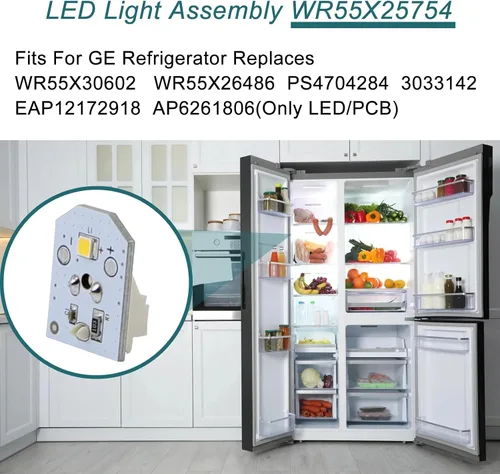 Vista 5 de Conjunto de luz LED WR55X25754 para refrigerador GE reemplaza WR55X30602 WR55X26486 PS4704284 3033142 EAP12172918 AP6261806 (solo LED/PCB)