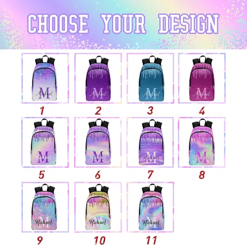 Vista 2 de Mochila personalizada para niños adolescentes con nombre para hijo e hija, regalo de regreso a la escuela, 0725-4, Personalizado