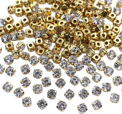 Vista 13 de Diamantes de imitación de 0.118 in a 0.394 in (0.394 in, 72 unidades) Metal Claws With Holes, Flatback, Clear Crystal Stones, Sewing Crafts Gems