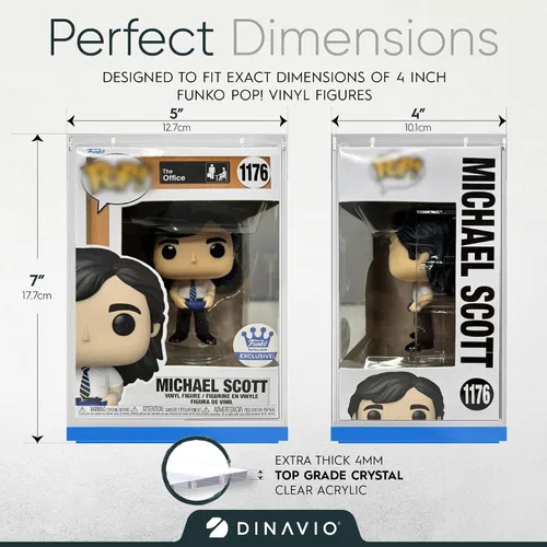 Vista 2 de Dinavio Crafthouse Protector acrílico Funko Pop – Estuche de exhibición apilable resistente – 0.157 in compatible con figuras de vinilo de 4 Base