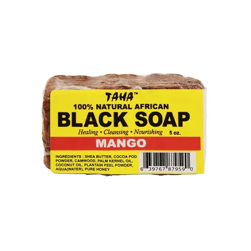 Vista 2 de Taha Barra de jabón negra africana, orgánica y 100% natural, calmante e hidratante, limpieza saludable, ideal para manchas, acné, cuero cabelludo