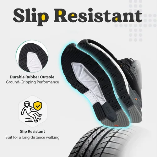 Vista 5 de FitVille - Zapatos de caminar extra anchos para hombre, zapatos deportivos anchos para pies planos, ajuste de arco, alivio del dolor en el talón