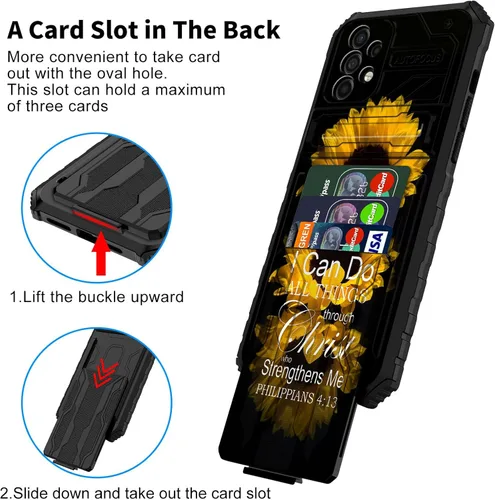 Vista 2 de BVDIKMI Funda para Samsung Galaxy A32 5G con ranura desmontable para tarjetero, soporte híbrido, de doble capa, resistente, a prueba de golpes