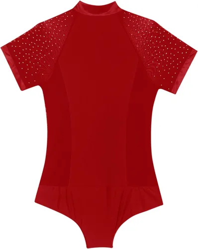 Vista 2 de Yeahdor Leotardo de malla transparente para hombre con diamantes de imitación brillantes para baile latino