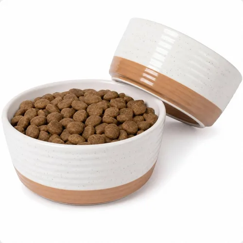 Vista 10 de Ceramic Dog Bowl Set of 2 with Anti-Skid Base, 5.5"W x 2"H, 2 Cup Capacity