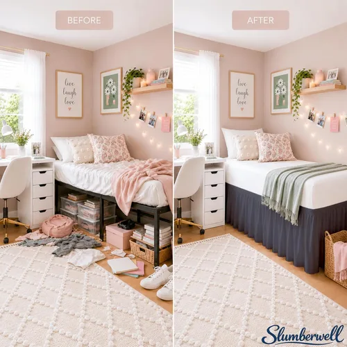 Vista 4 de SlumberWell Falda de cama con volantes, tamaño individual XL, caída de 36 pulgadas, gris oscuro Solución de almacenamiento oculto