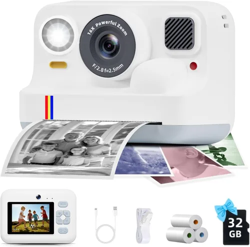 Vista 11 de Cámara de impresión instantánea para niños, regalos de cumpleaños de Navidad para niñas y niños de 3 a 15 años, cámara de video digital portátil