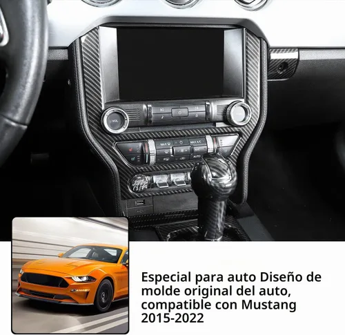 Vista 4 de Linakip Moldura de Panel de Consola Central Compatible con Ford Mustang GT 2015 2016 2017 2018 2019 2020 2021 2022 2023, Moldura de Panel de Aire