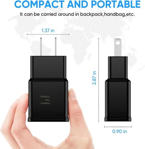 Vista 5 de Adaptive Fast Charging Block USB Wall Charger Adapter Compatible with Samsung Galaxy S25/S24/S23/S22/S22 Ultra/S21/S20/S10/S9/S8/S7/Edge/Note 10