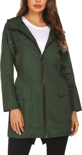 Vista 6 de Chubasqueros para mujer, impermeables, ligeros, plegables, para exteriores, con capucha