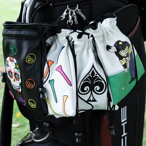 Vista 7 de montela golf Bolsa para objetos de valor, Bolsa para bolsa de golf con cordones Bolsa para tees de golf de cuero Bolsas para tees de golf