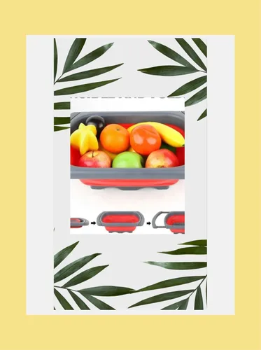 Vista 4 de Colador LP Colador plegable sobre el fregadero Coladores de verduras y frutas, coladores de 9 cuartos con asas extensibles, (verde)