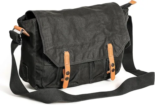 Vista 3 de Gootium Bolsa de mensajero de lona – Bolso de hombro vintage de 16 pulgadas para laptop, estilo mensajero, bolsa de trabajo para campus