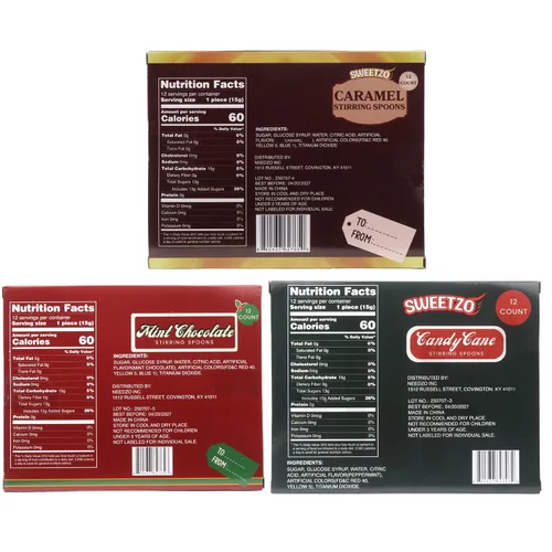 Vista 2 de Surtido de cucharas de caramelo de Navidad, agitador de cacao, juego de 3, 36 piezas en total