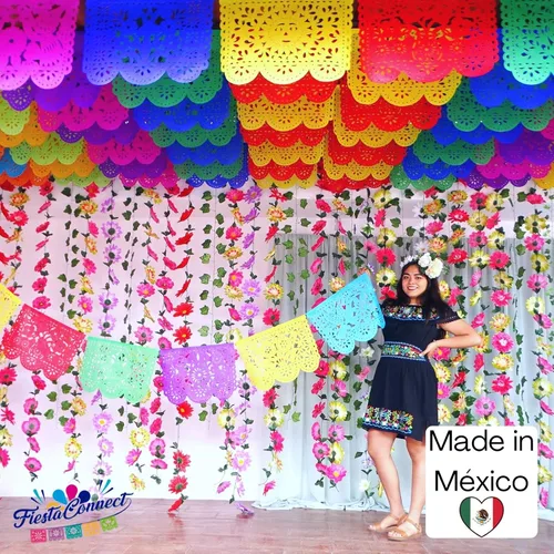 Vista 2 de Pancartas de fiesta mexicana – Cartel grande de papel picado – Decoraciones de fiesta de cumpleaños mexicana, suministros de fiesta para el Cinco