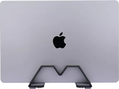 Vista 4 de Soporte vertical ajustable para laptop, aluminio, ajuste universal para todas las computadoras portátiles (0.394-1.181 in de grosor), diseño de Negro