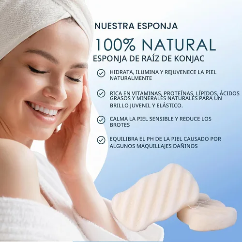Vista 3 de Cuerpo de esponja Konjac (paquete de 2) Fibra vegana suave a base de plantas sin microplásticos Sostenible 100% natural + no tóxica