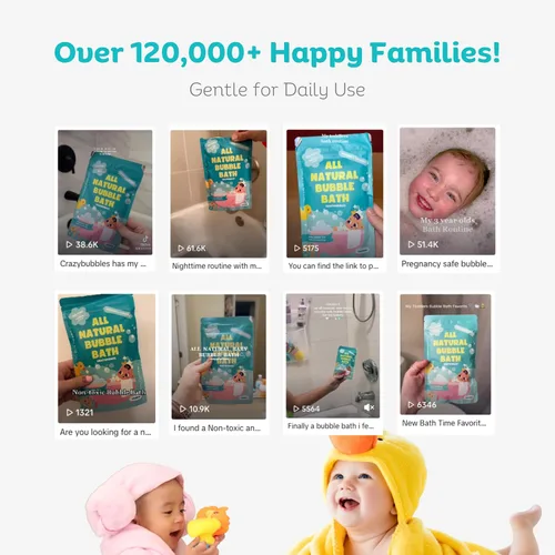 Vista 2 de Baño de burbujas natural para niños y bebés, baño de burbujas hipoalergénico para niños con piel sensible, artículos esenciales suaves para bebés
