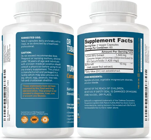 Vista 9 de Dr. Tobias L‑Lysine - Tabletas de 500 mg + curcumina de cúrcuma de 1500 mg con BioPerine (120 cápsulas veganas) – Apoyo de aminoácidos esenciales