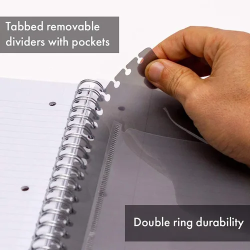 Vista 4 de Pukka Pad - Cuaderno de 5 materias, para escuela, trabajo, oficina, 3 unidades, 100 hojas premium de 2.82 oz/m² (80 gr/m²)