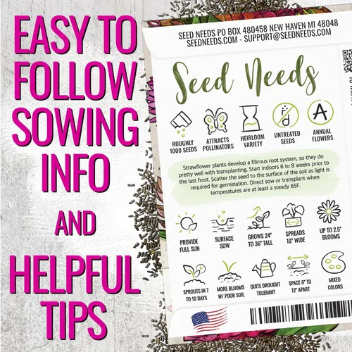 Vista 3 de Seed Needs - Semillas de fresa para plantar flores cortadas anuales mixtas, 1 paquete
