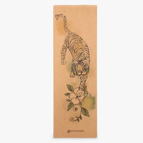 Vista 10 de Shakti Warrior Tapete de yoga de corcho, diseñado por artistas, tapete antideslizante ecológico de alta calidad, ideal para yoga regular y caliente