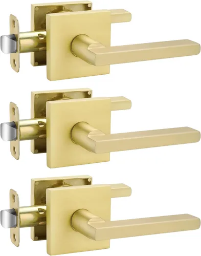Vista 47 de Goldenwarm Manijas de puerta de oro cepillado para interiores, manijas